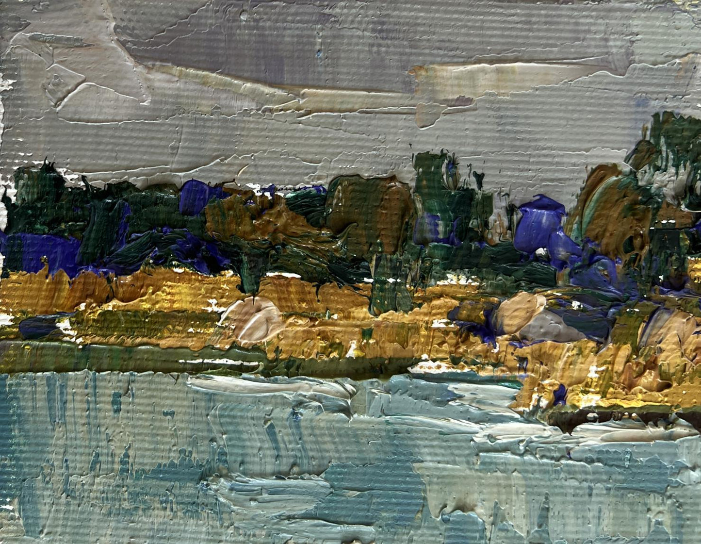 Impasto landscape oil painting At the Watering Hole by Oleksiy Ivanyuk