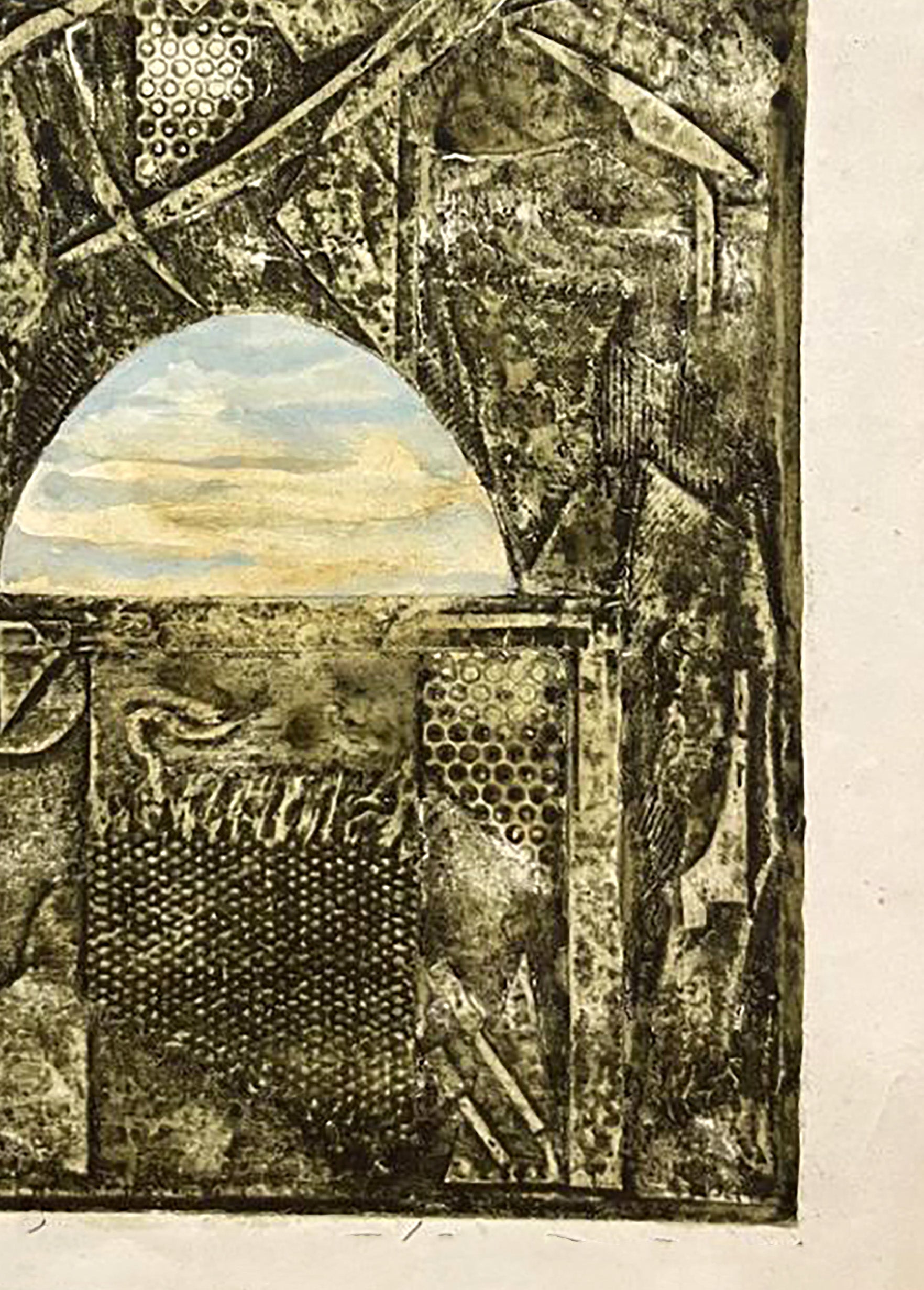 Etching painting East Oleksandr Zhmailo: textured arched window print