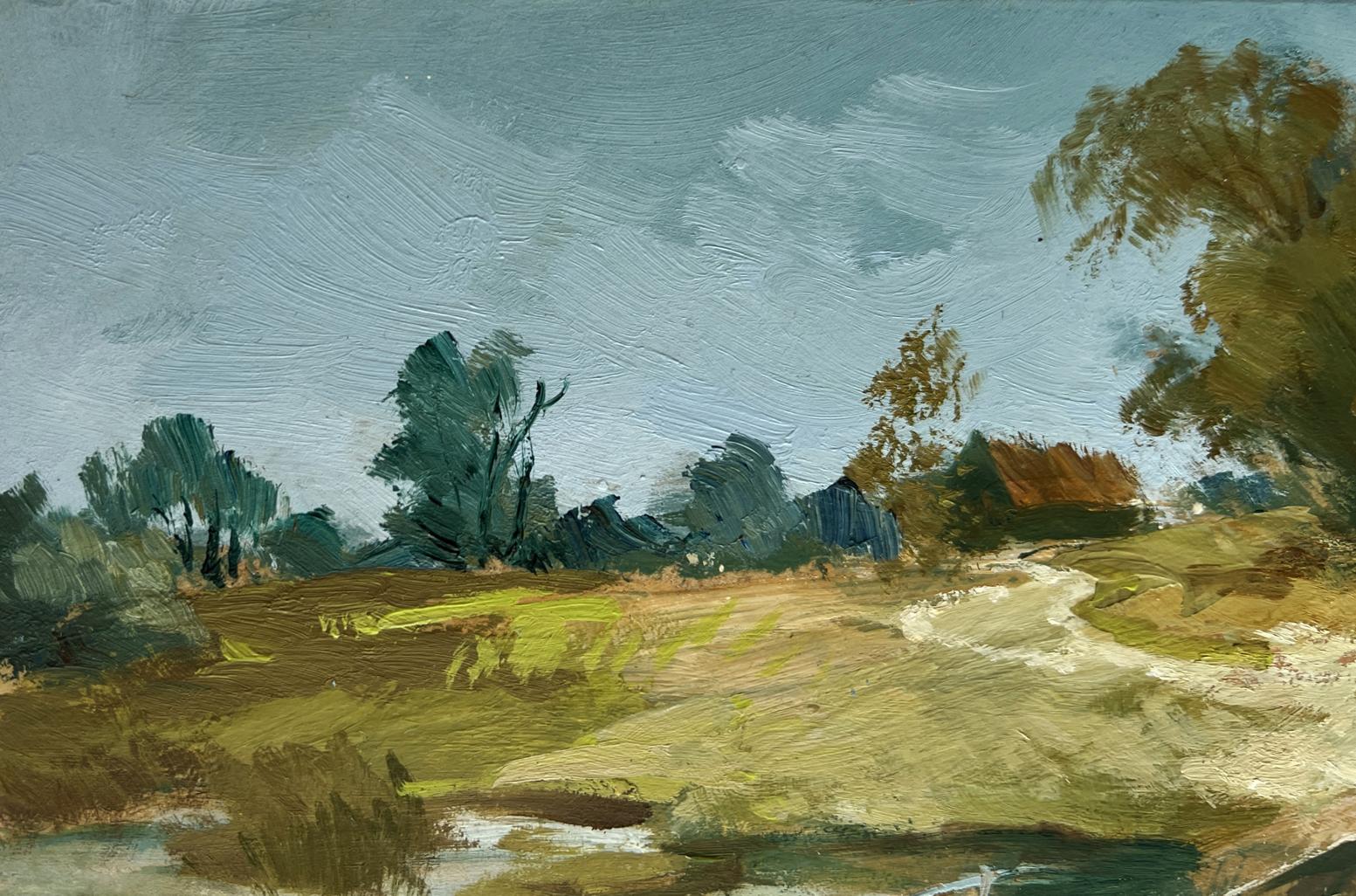 Rustic oil painting The road to the village by Yuriy Suprunchuk, countryside scene