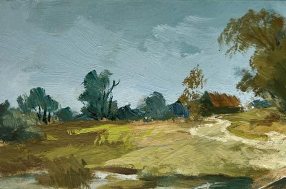 Rustic oil painting The road to the village by Yuriy Suprunchuk, countryside scene