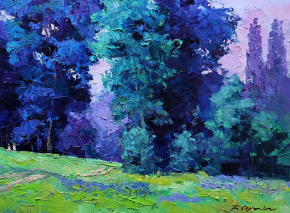 Oil painting A meadow on the edge of the forest by Boris Serdyuk