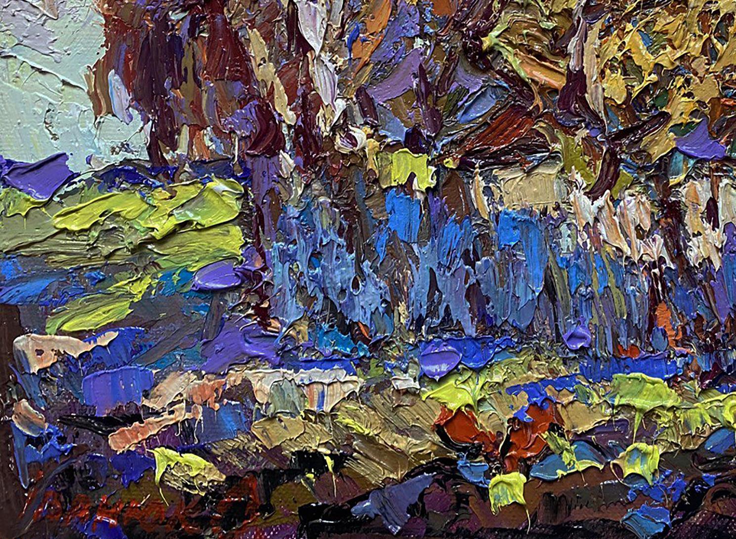 Vibrant impressionist oil painting Autumn time in the village by Oleksiy Ivanyuk