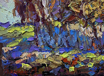 Vibrant impressionist oil painting Autumn time in the village by Oleksiy Ivanyuk