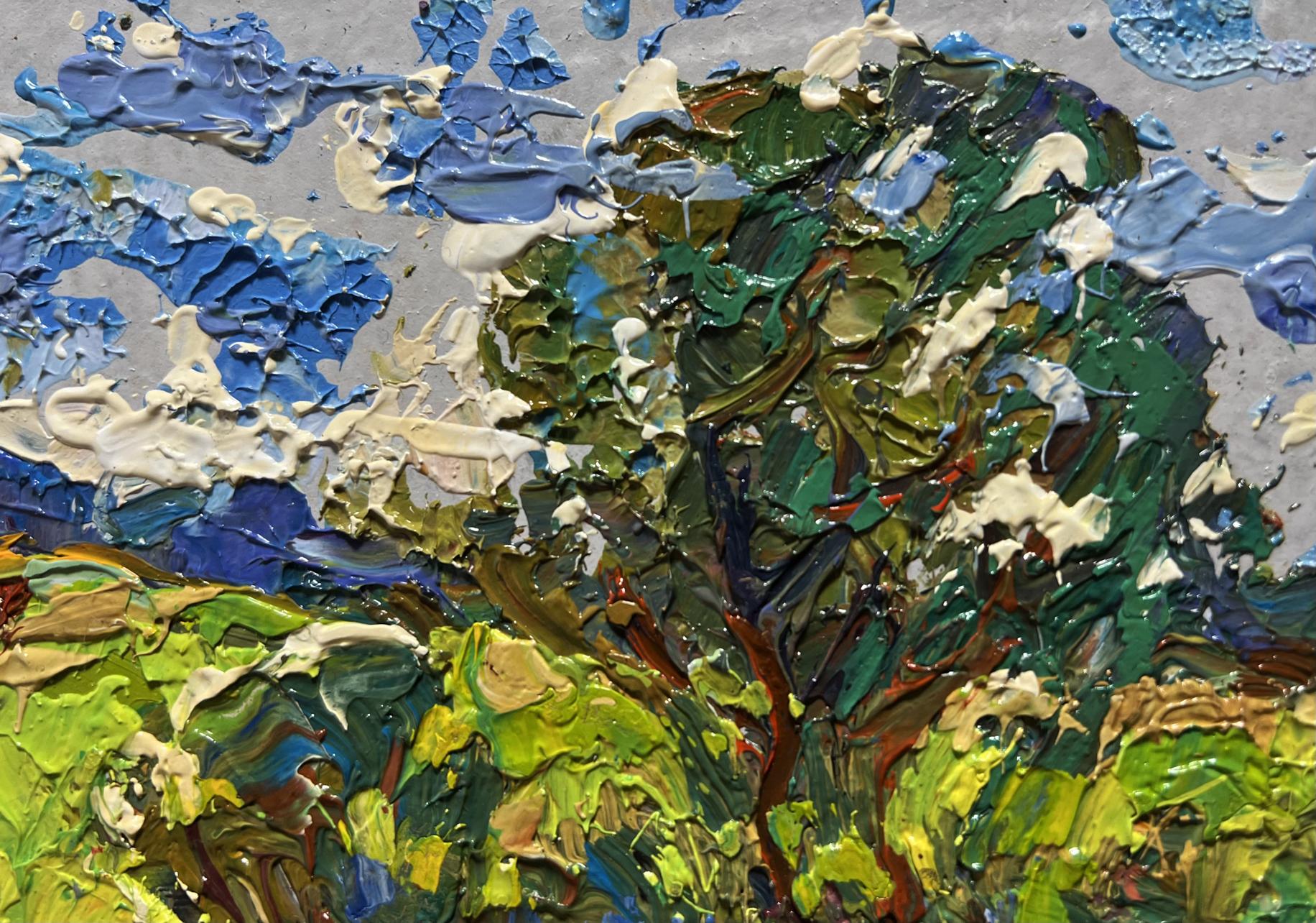 Impressionistic oil painting of textured green tree by Oleksiy Ivanyuk