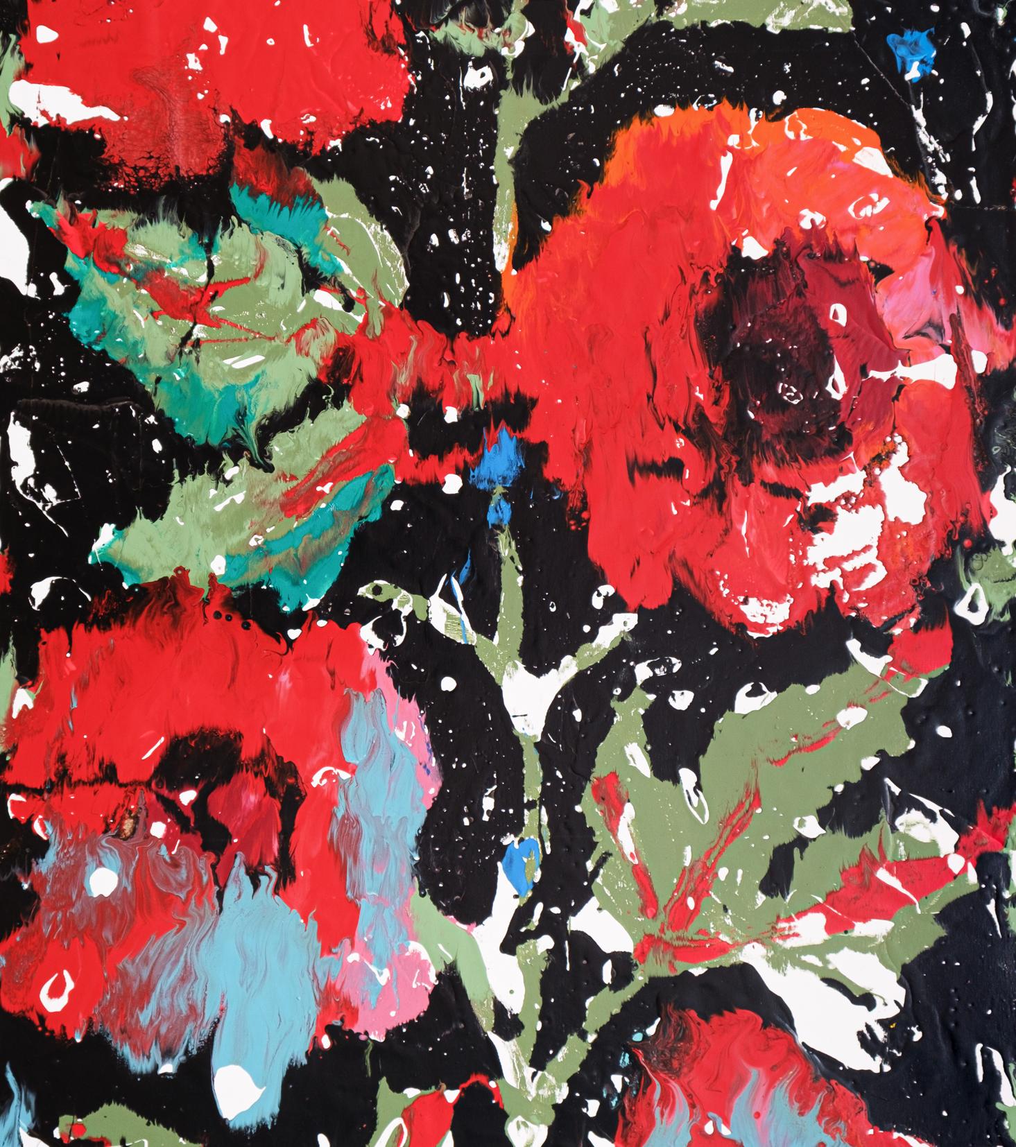 Vibrant abstract floral oil painting Memory of good by Natalia Korf-Ivaniuk