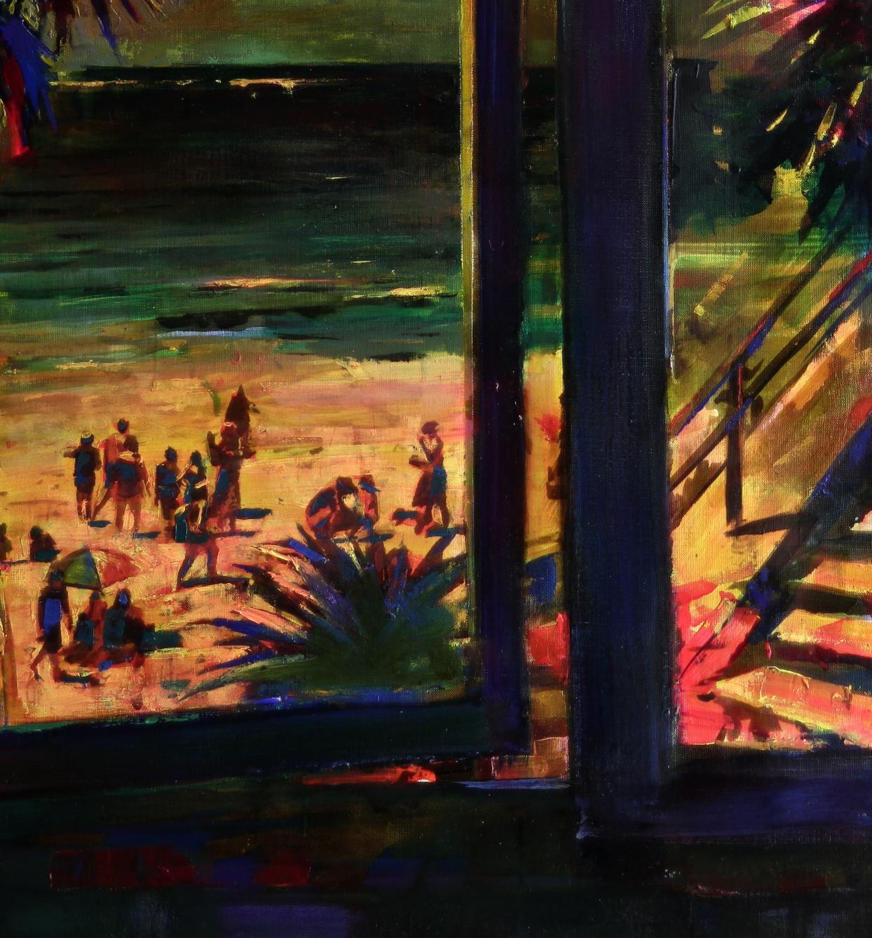Vibrant impressionist oil painting of relaxing sea beach by Ed Potapenkov