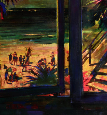 Vibrant impressionist oil painting of relaxing sea beach by Ed Potapenkov