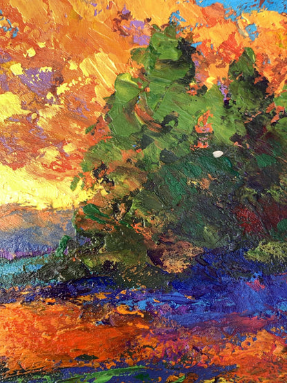 Vibrant impressionist oil painting Windy evening by V. Zadorozhnya