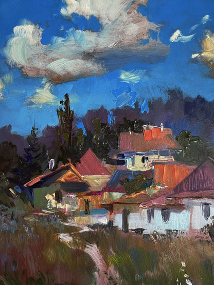 Vibrant impressionist oil painting The path to the house by Yuriy Suprunchuk