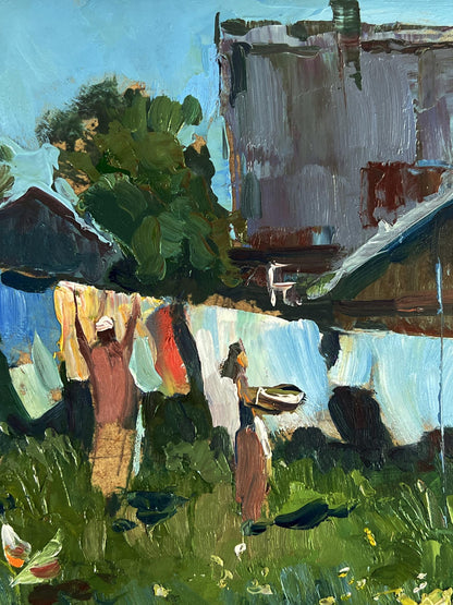 Vibrant oil painting of daytime rural life by Yuriy Suprunchuk