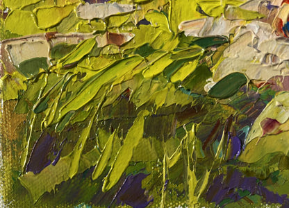 Oil painting On the pasture silence by Oksana Ivanyuk lush green foliage