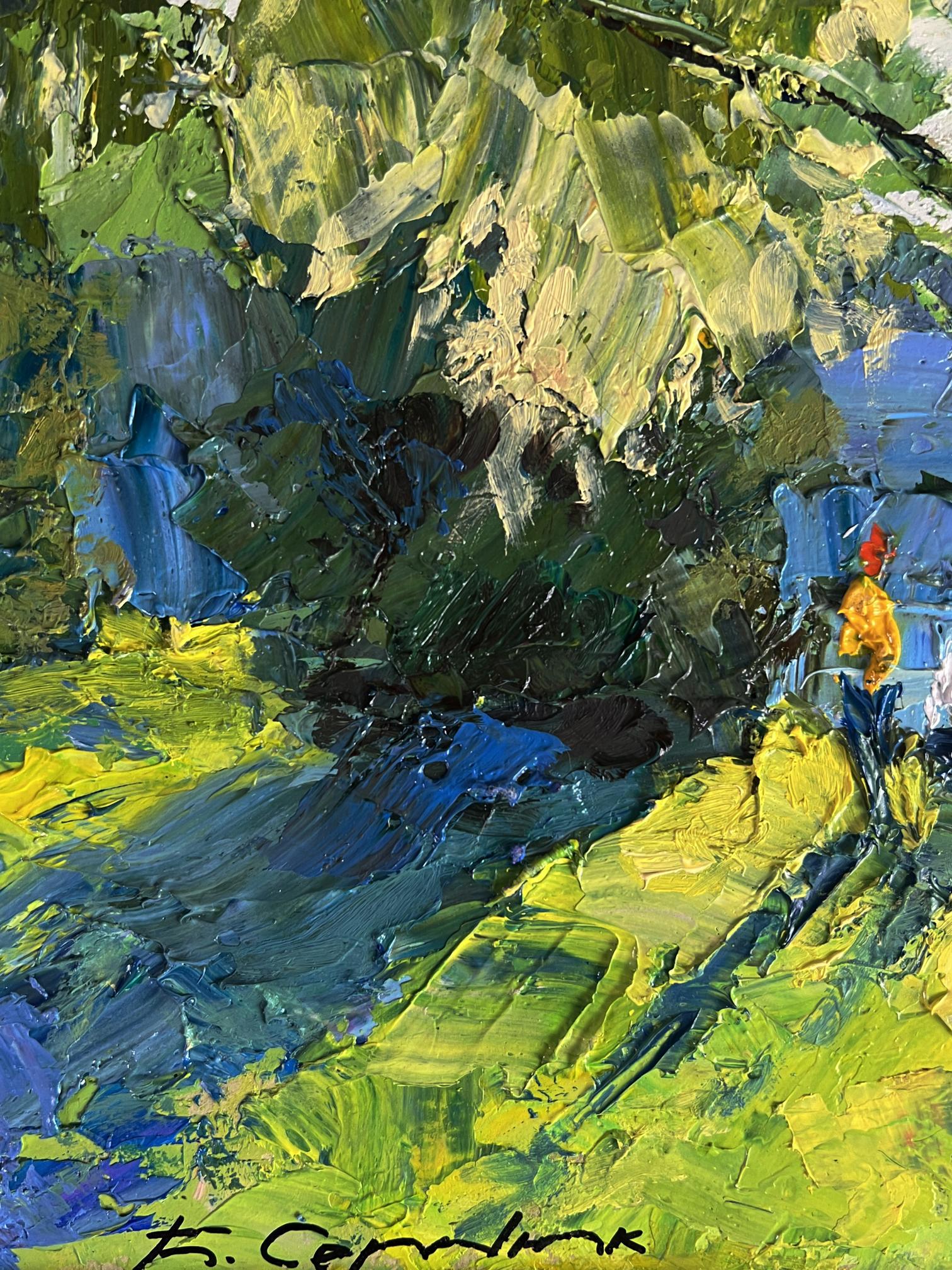 Vibrant impressionist oil painting Relaxing on the river by Boris Serdyuk