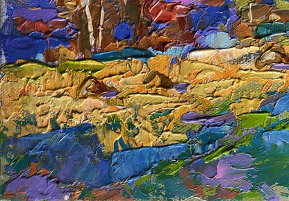 Vibrant impasto oil painting Blue sky over the fields by Oksana Ivanyuk
