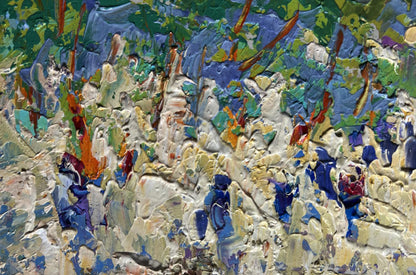 Oil painting Morning city life by Oleksiy Ivanyuk vibrant impasto abstract