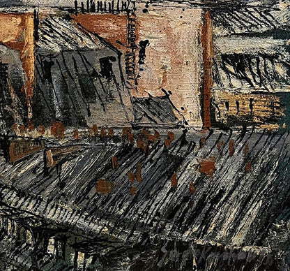 Abstract expressionist oil painting Life in the City by Serhiy Kovalev