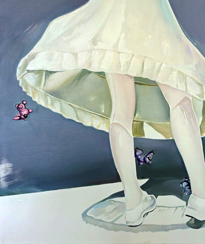 Oil painting-like off-white ruffled skirt by Igor Konovalov