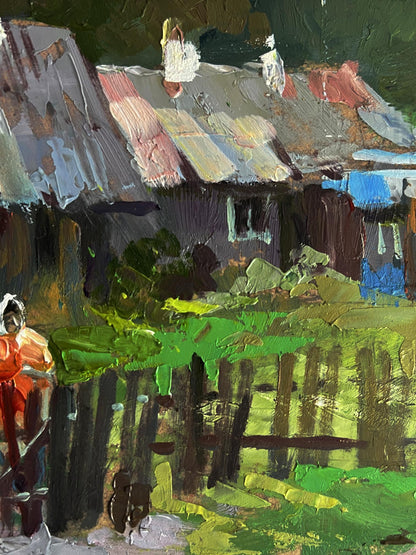 Rustic oil painting of country courtyard by Yuriy Suprunchuk
