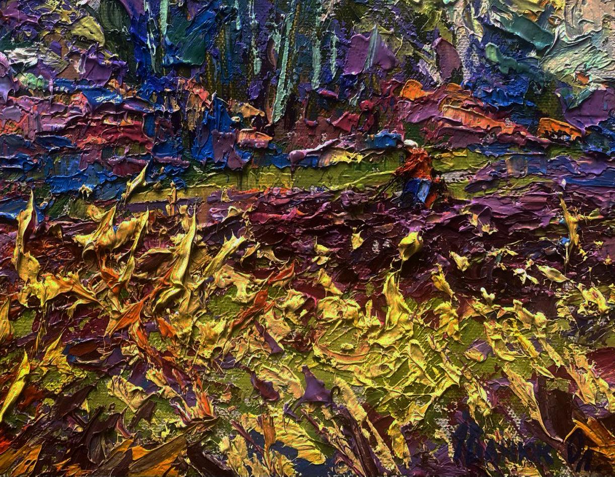 Vibrant impasto oil painting Spring gardens in morning light by Oleksiy Ivanyuk