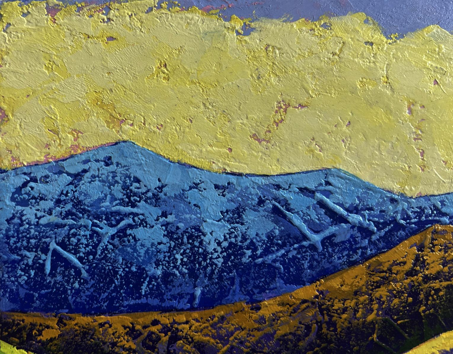 Oil painting Hiking in the mountains in the evening by V. Zadorozhnya