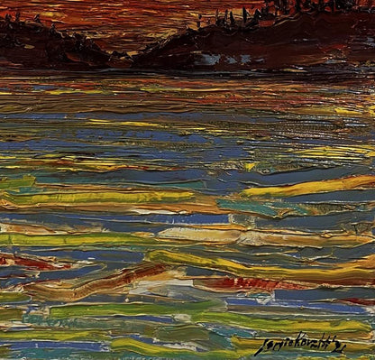 Oil painting The Glow by Serhiy Kovalev in earth tones and vibrant hues