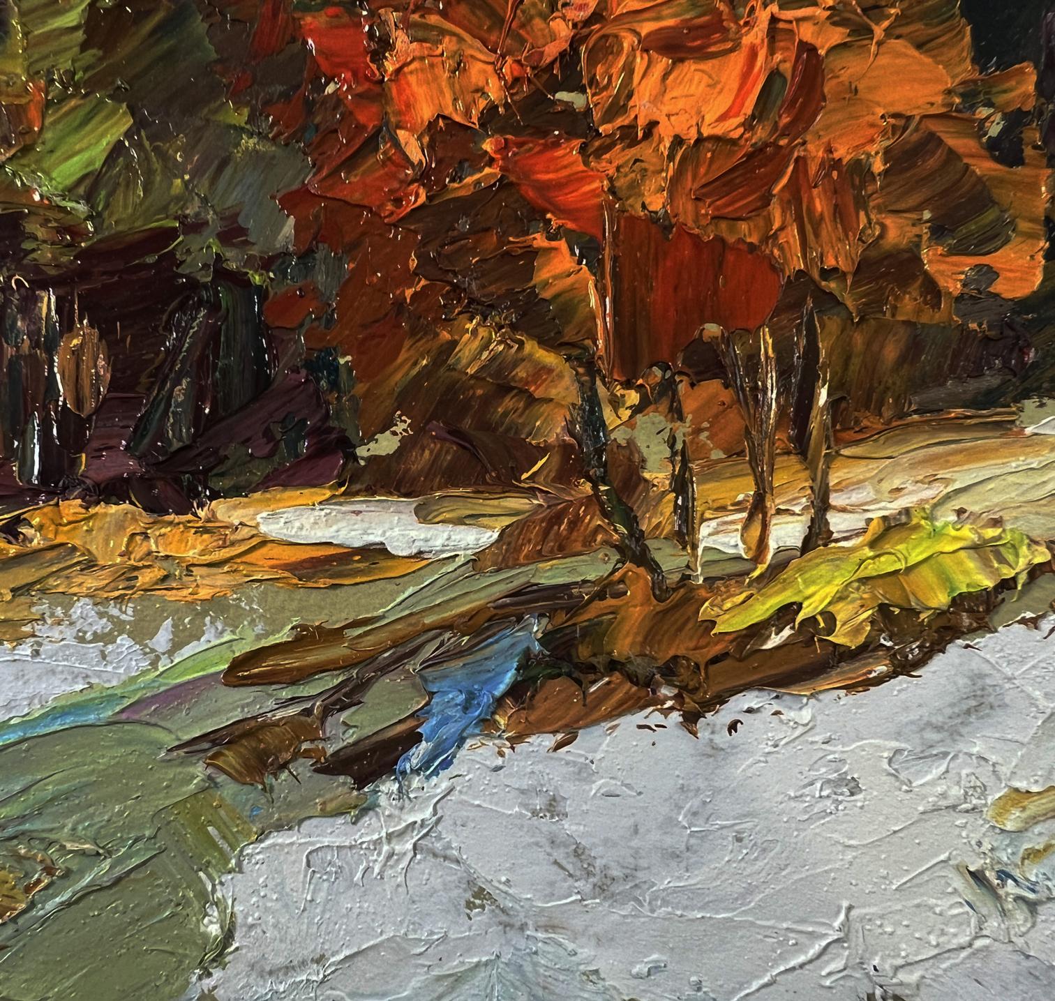 Vibrant impressionist oil painting The first snow fell by Boris Serdyuk