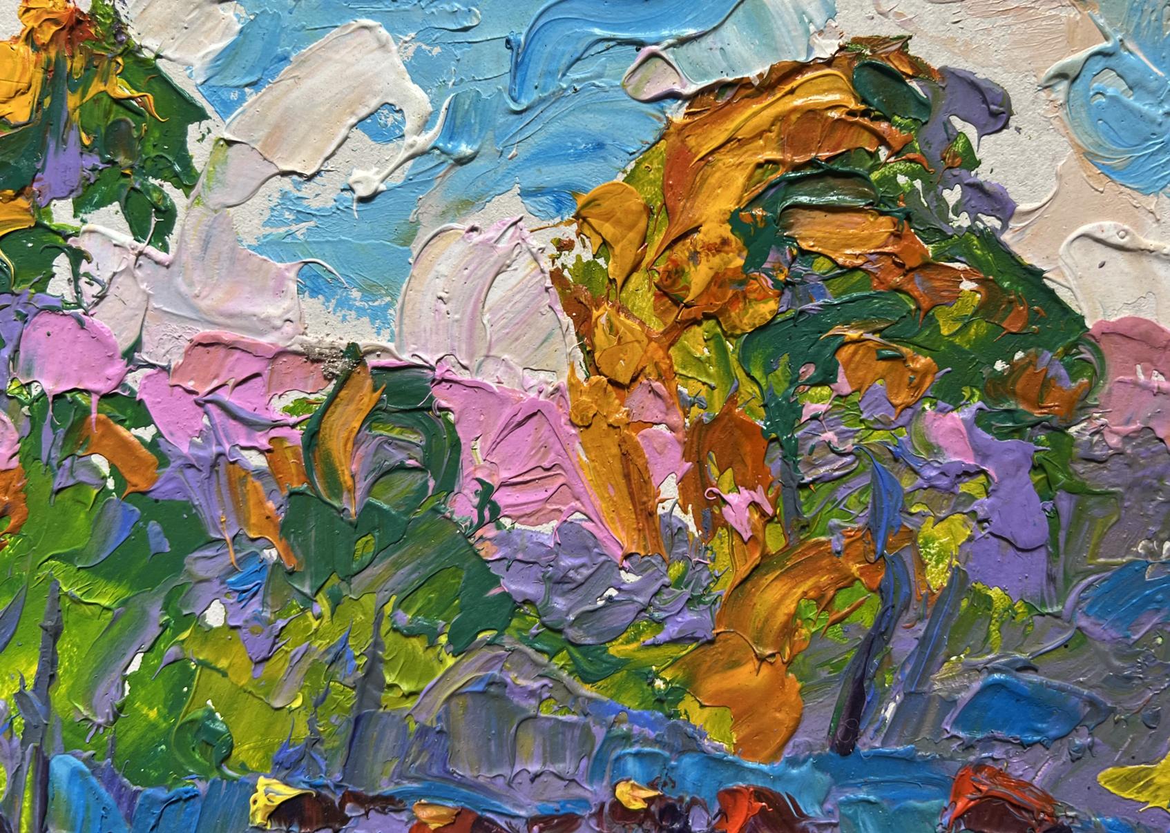 Vibrant impressionist oil painting of autumn nature colors by Oleksiy Ivanyuk