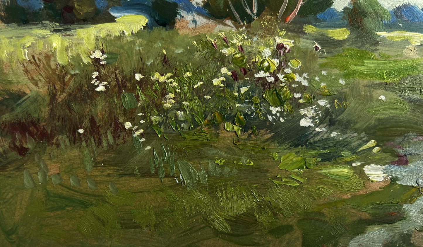 Vibrant impressionist oil painting Windy summer day by Yuriy Suprunchuk