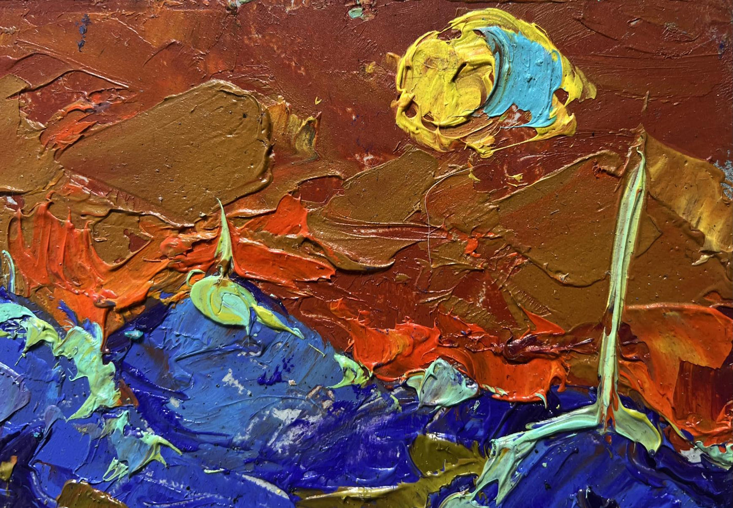 Oil painting Full moon in the field by Oleksiy Ivanyuk vibrant abstract