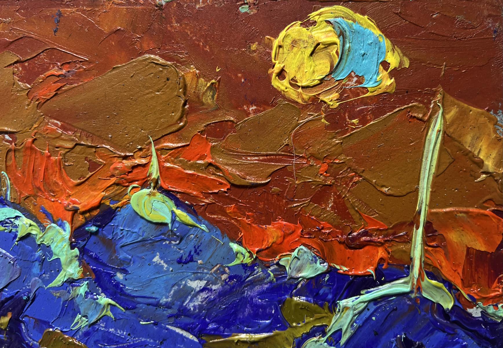 Oil painting Full moon in the field by Oleksiy Ivanyuk vibrant abstract
