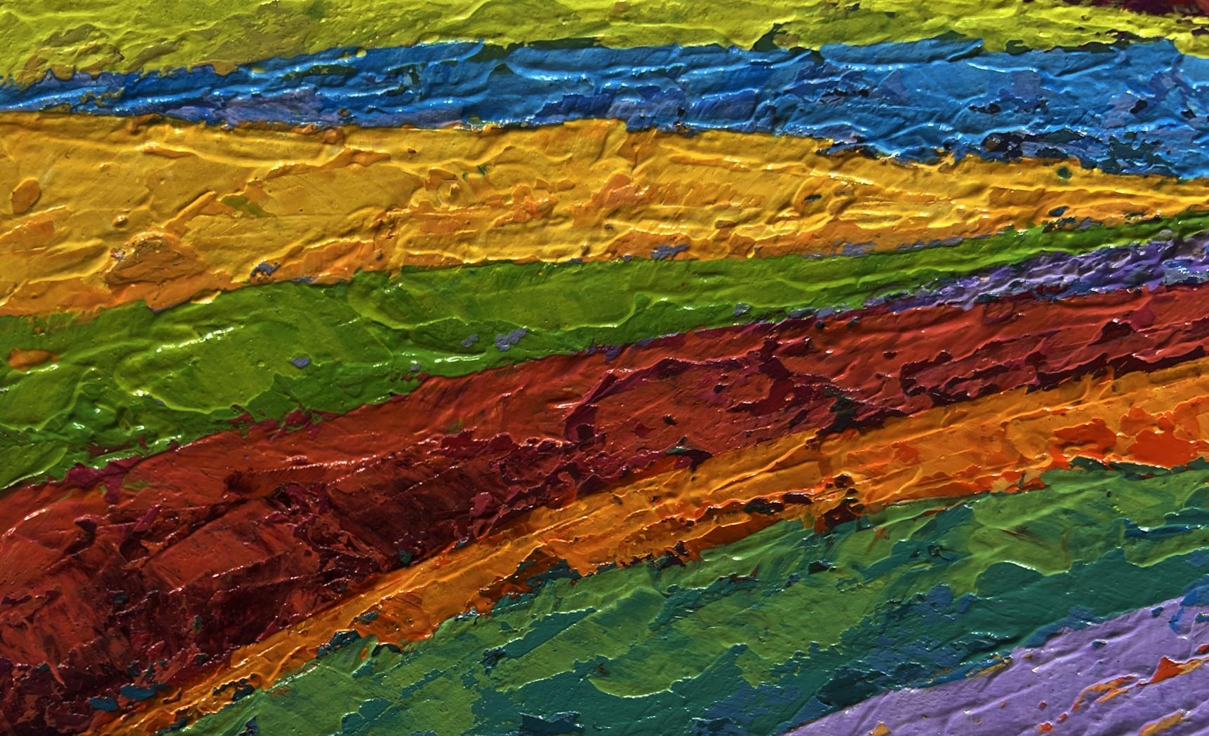 Vibrant oil painting of yellow sunset over flower field by V. Zadorozhnya