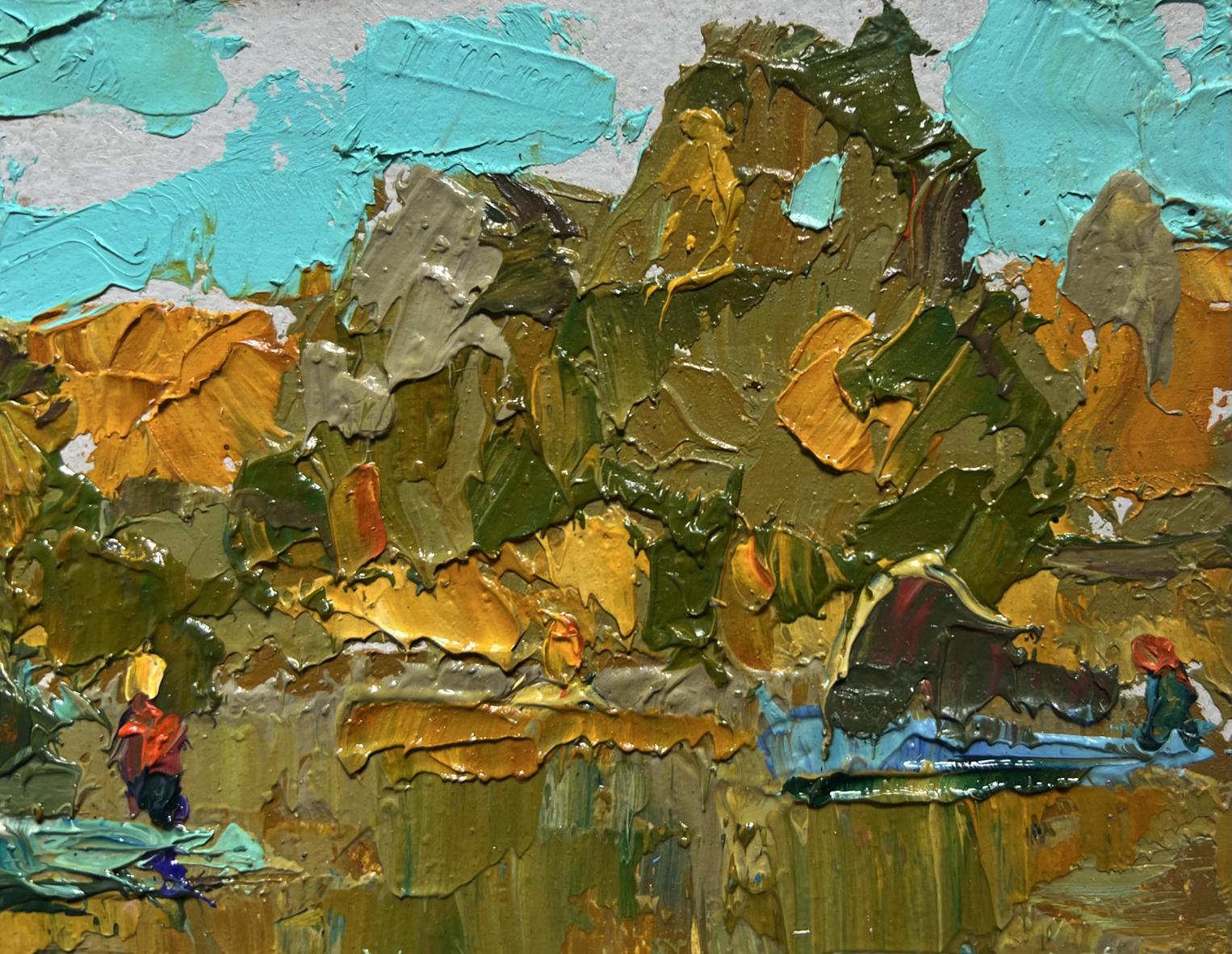 Textured impasto oil painting of sailing boats by Oleksiy Ivanyuk