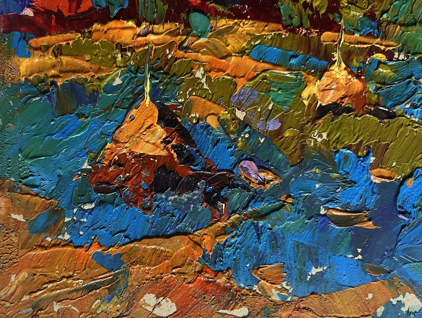 Vibrant impressionist oil painting Autumn romance in the field by Oleksiy Ivanyuk