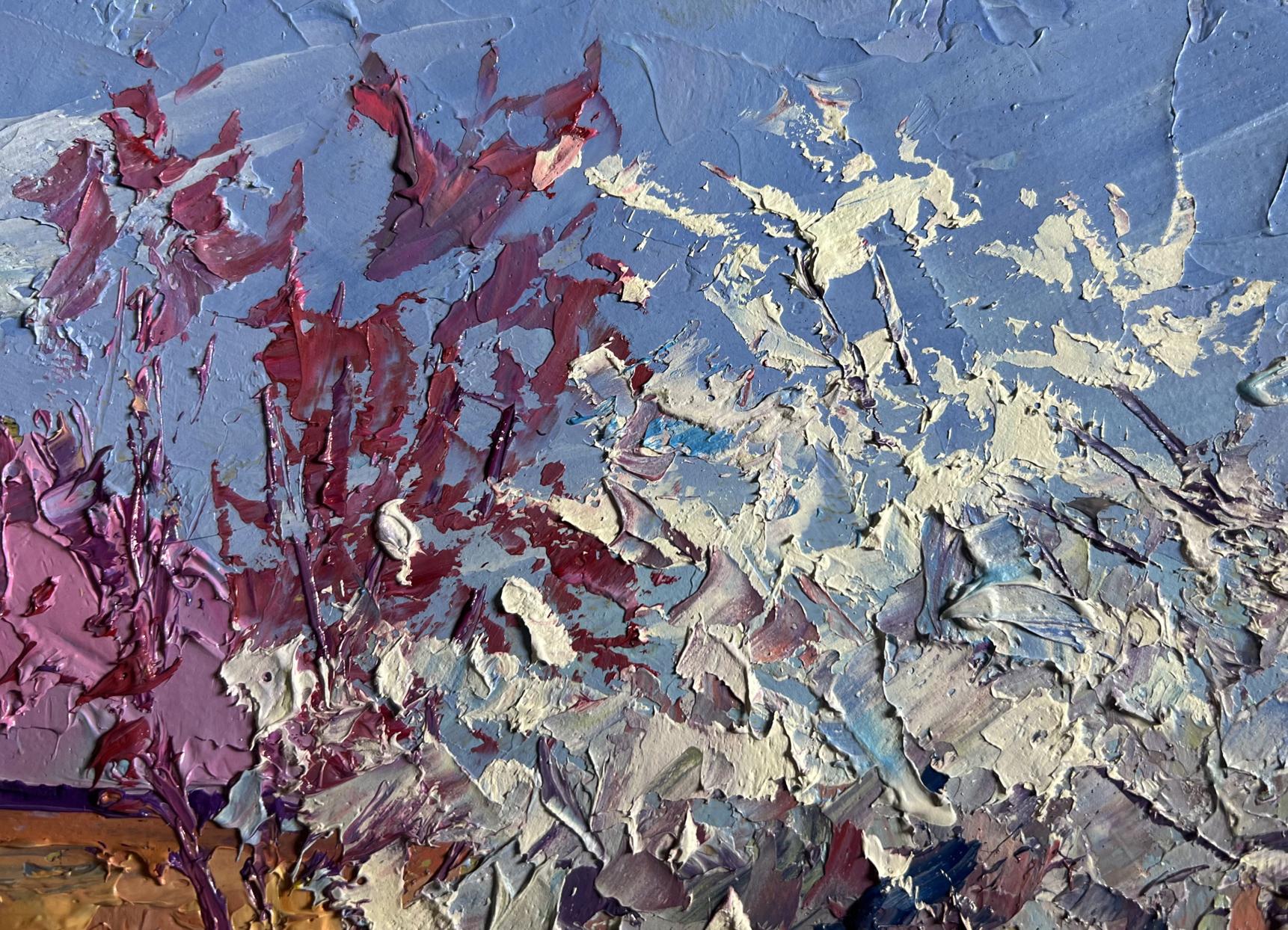 Oil painting of cherry blossoms by Boris Serdyuk with impasto brushstrokes