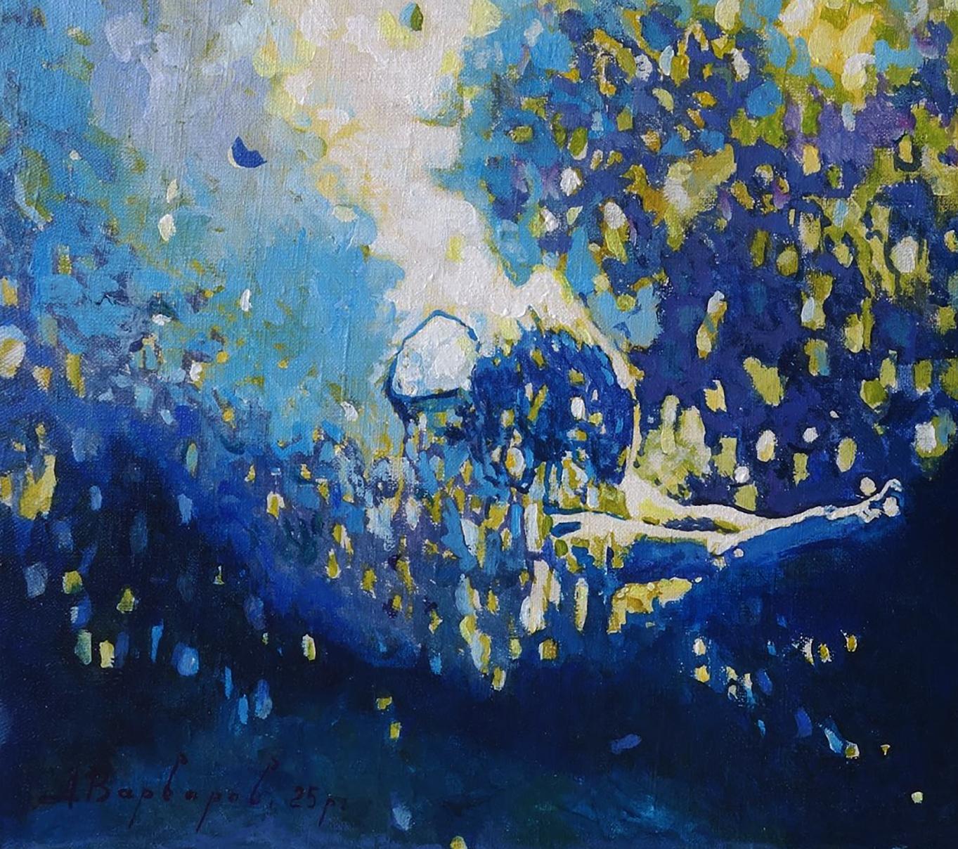 Acrylic painting Lone swimmer Anatoly Varvarov