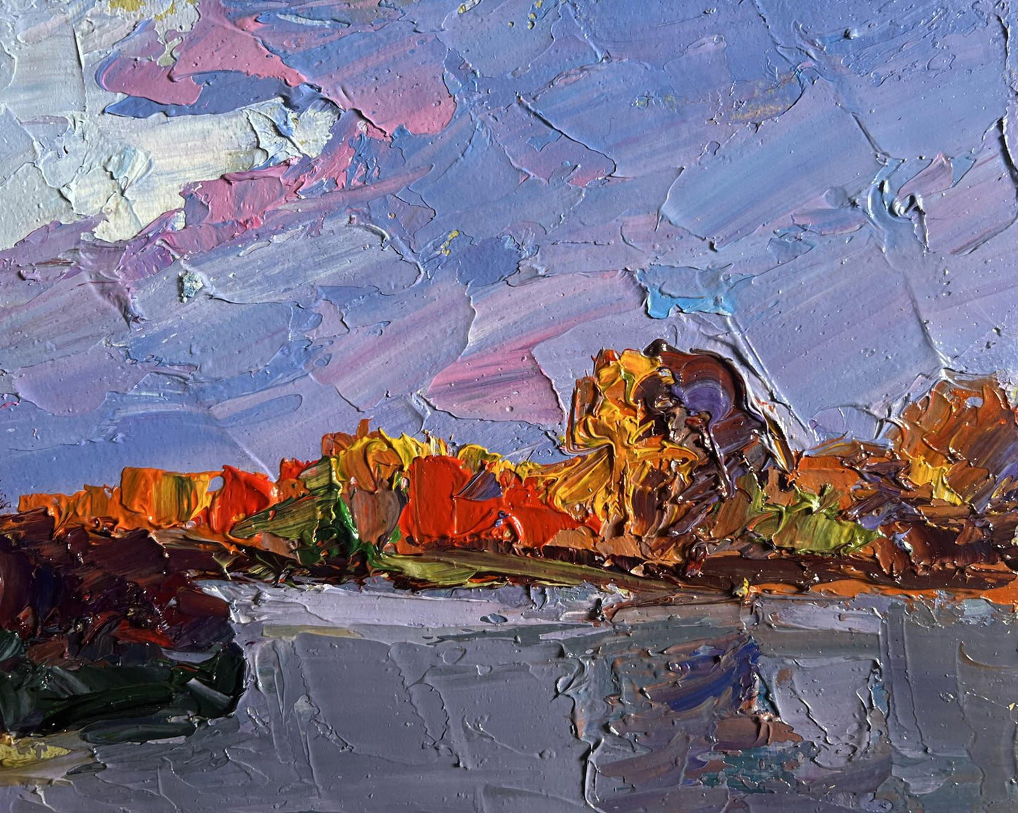 Vibrant impressionist oil painting The beauty of an autumn evening by Boris Serdyuk