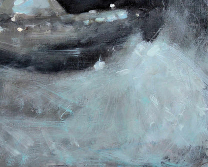 Oil painting Ilon Ed Potapenkov with textured gray, black, teal brushstrokes