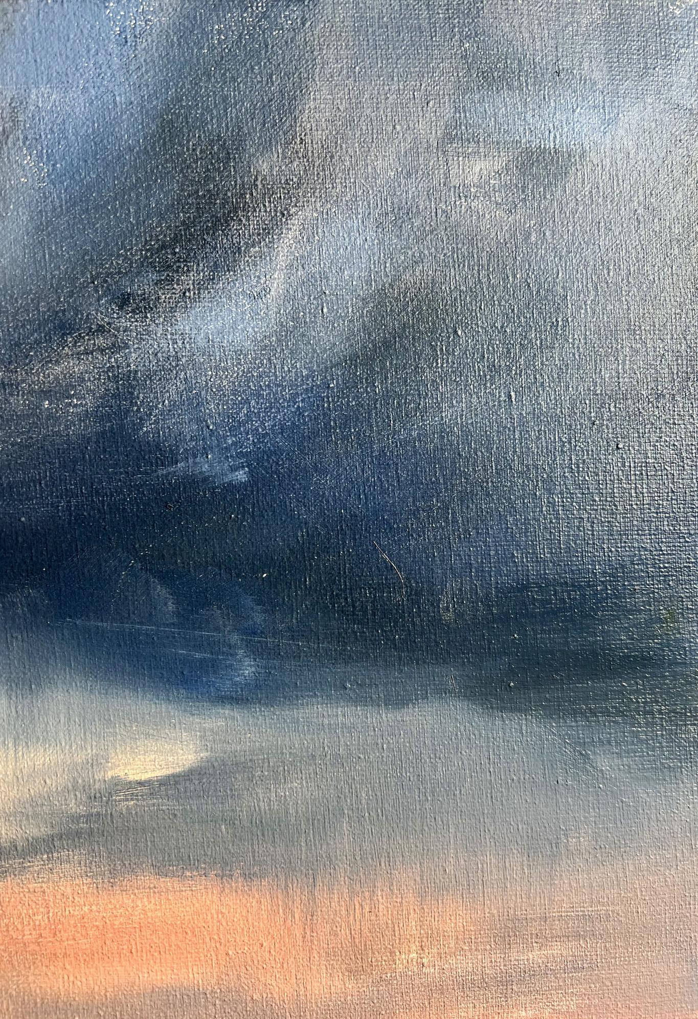 Abstract oil painting Northern Lights over village Tatyana Derdey