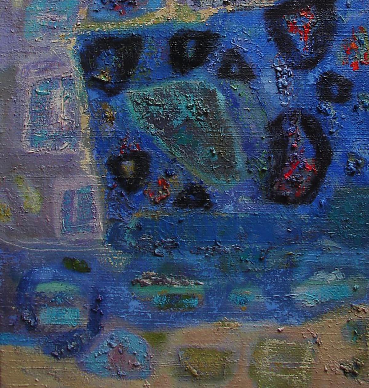 Oil painting Interpretation of the Moonlight by Tatyana Shulyak abstract blue teal layers