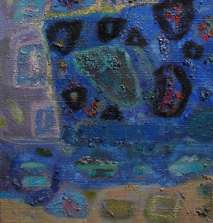 Oil painting Interpretation of the Moonlight by Tatyana Shulyak abstract blue teal layers