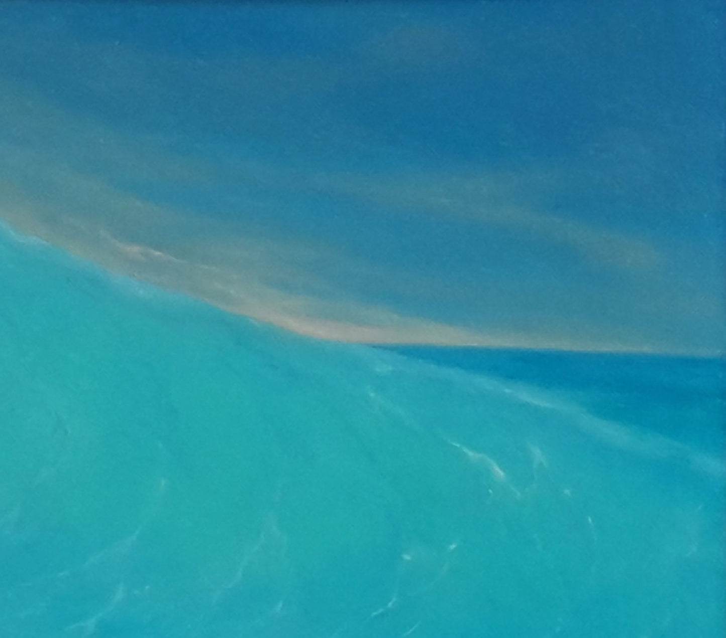 Serene turquoise ocean wave oil painting by Vasily Korkishko