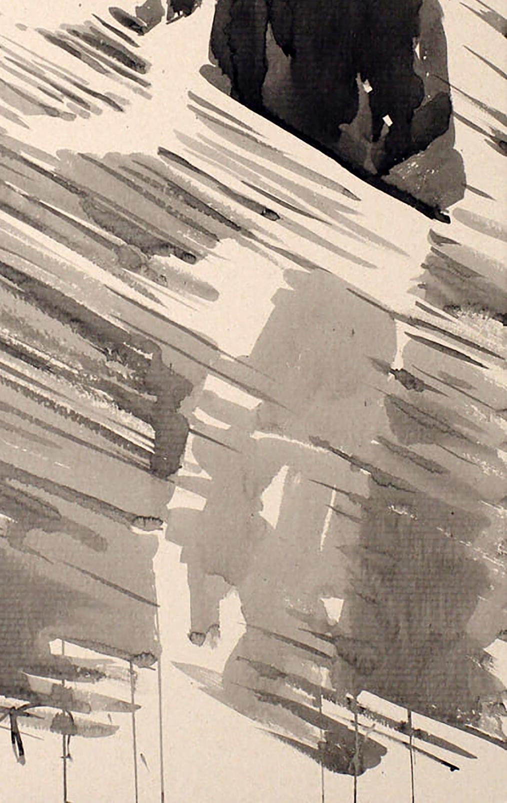 Monochromatic ink wash painting Threads of Fate by Dima Filatov