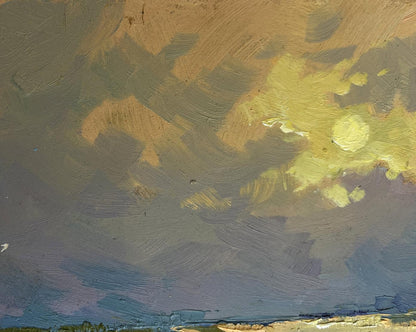 Textured oil painting of swirling sunset clouds by Yuriy Suprunchuk