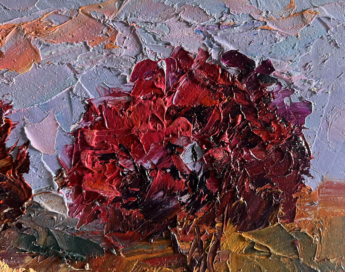 Impasto oil painting Crimson autumn in the forest by Boris Serdyuk