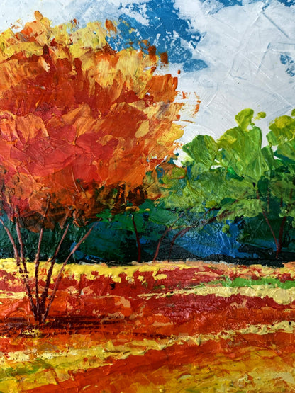 Vibrant impressionist oil painting of orange tree by V. Zadorozhnya