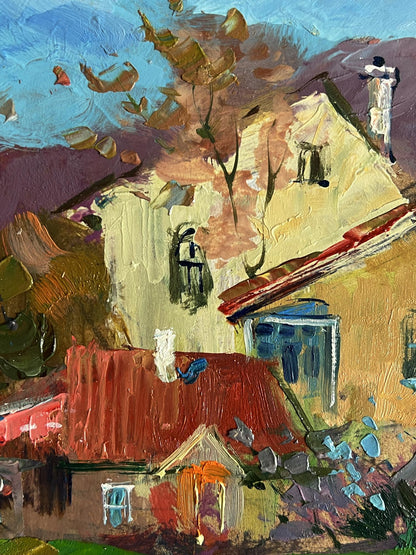 Vibrant impressionist oil painting of Yuriy Suprunchuk country house village