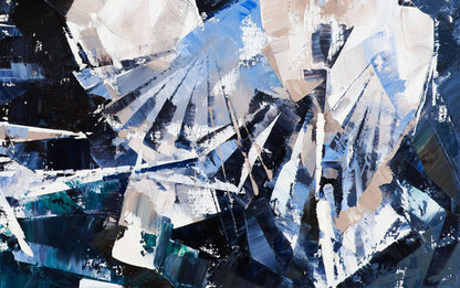 Oil painting Under the Wings by Volodymyr Gluhomanyuk, abstract blue textured art