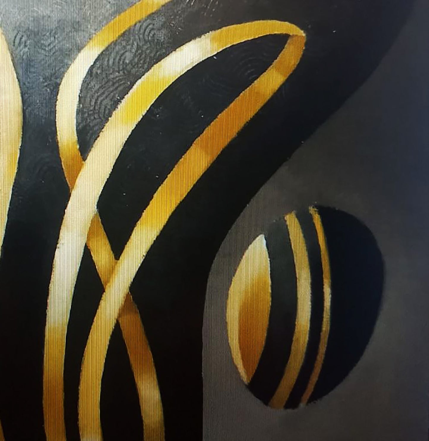 Oil painting Form with ribbon by Alexander Strashevich, golden lines on black