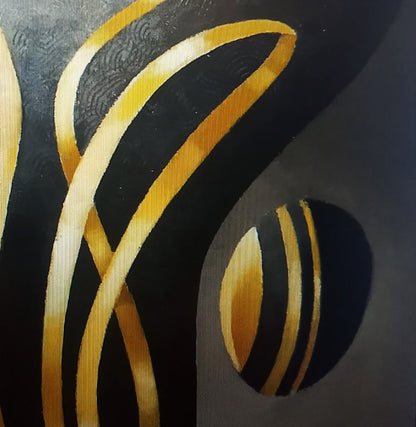 Oil painting Form with ribbon by Alexander Strashevich, golden lines on black