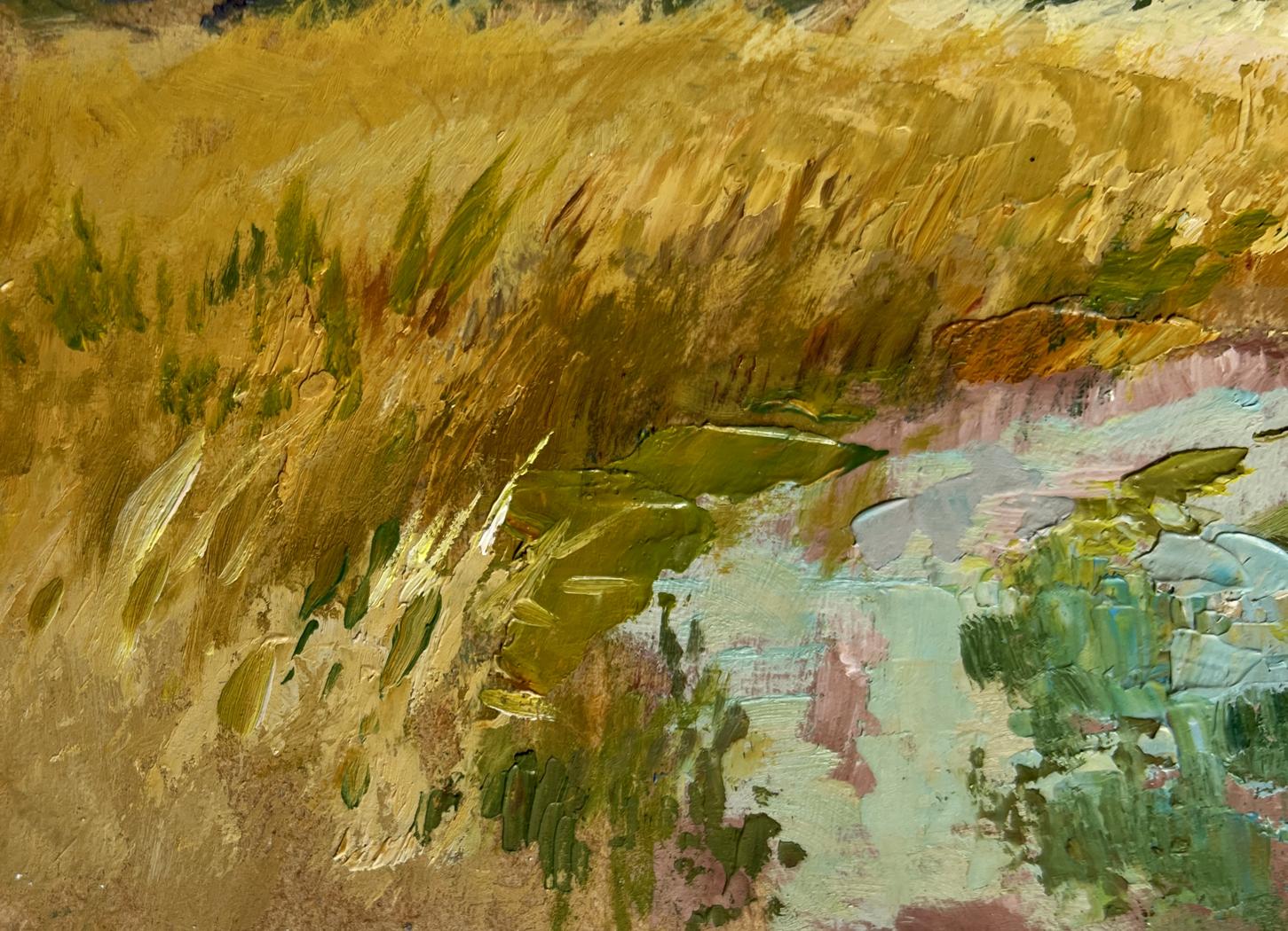 Oil painting of golden fields and sunset by Yuriy Suprunchuk