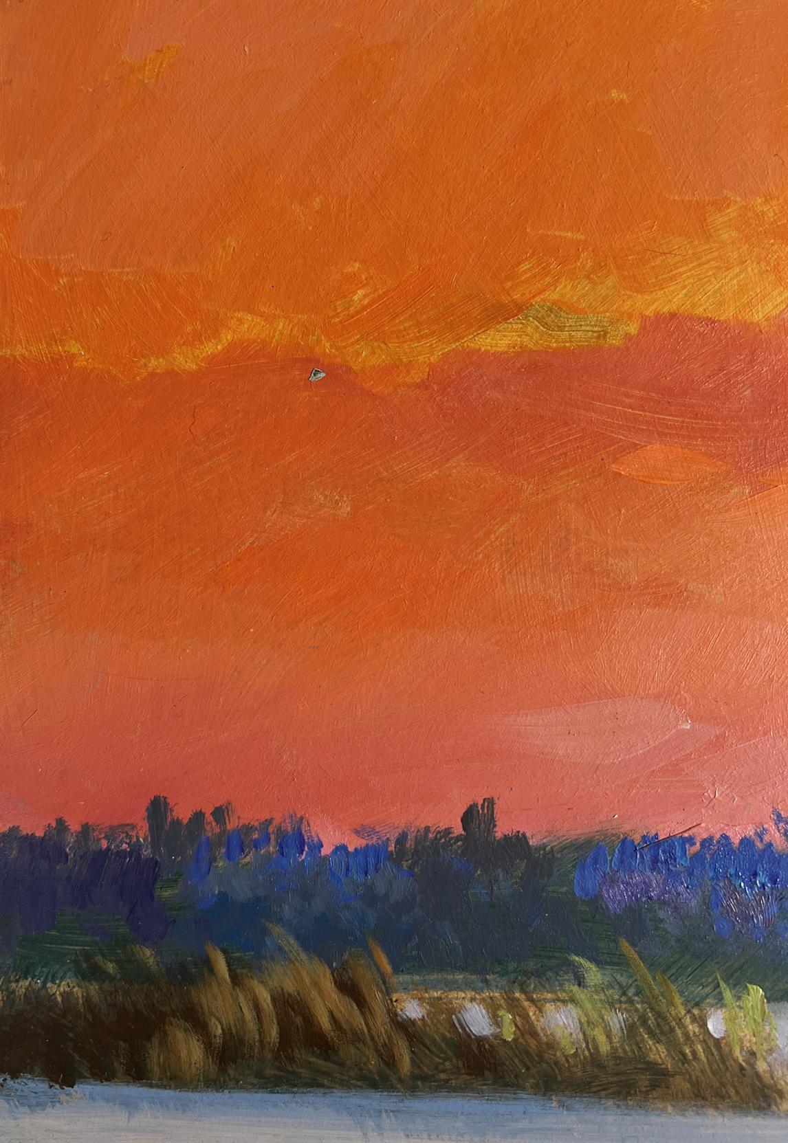 Oil painting of mesmerizing crimson sunset by Yuriy Suprunchuk